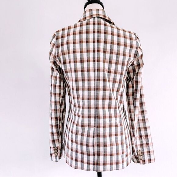Joie Anilah Empire Double Breasted Brown Plaid Blazer NWT Sz S - Picture 5 of 7
